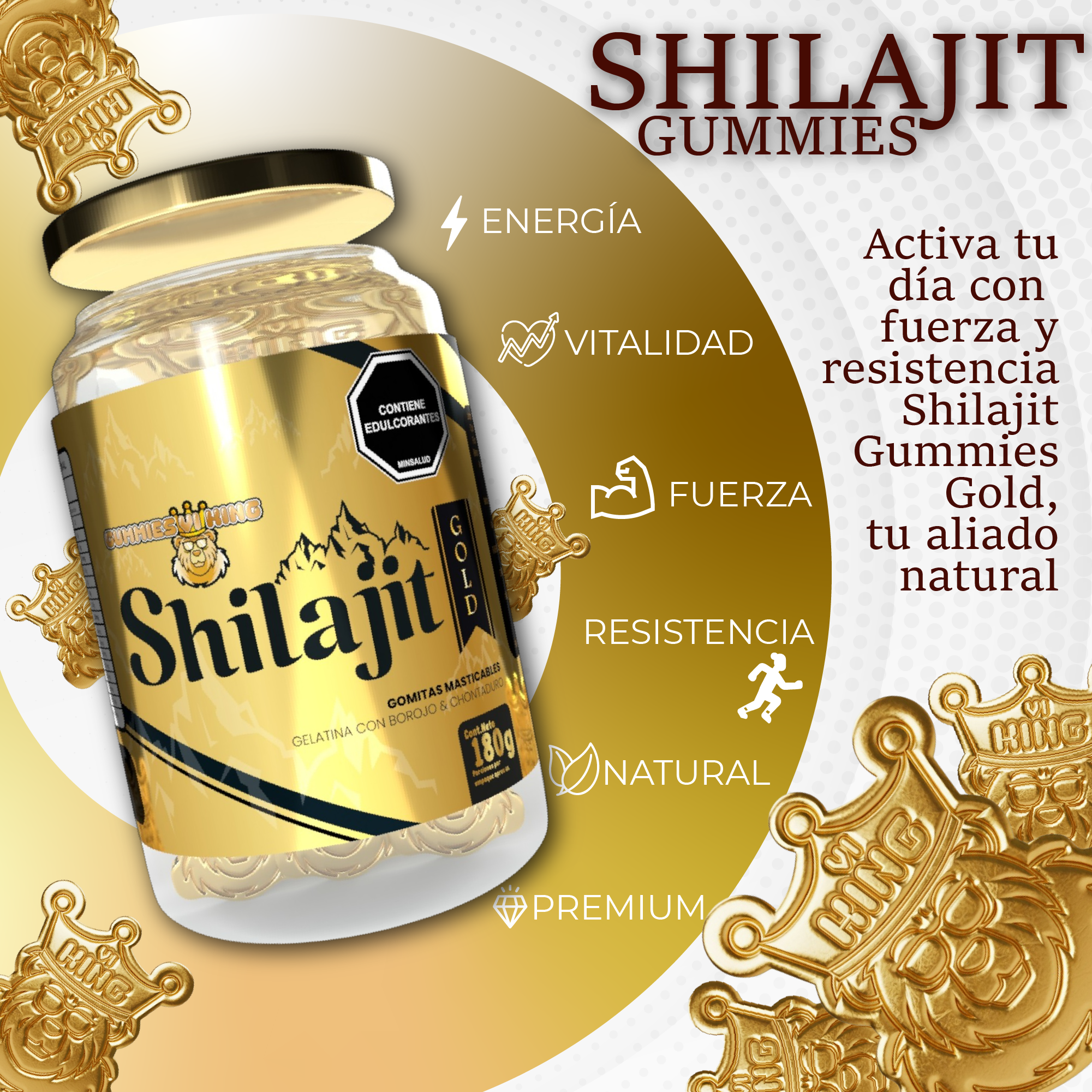 Shilajit Gold Gomas Envase de 60 Und